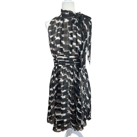 Banana Republic Dresses & Skirts - Vintage Banana Republic Silk Midi Dress Bow Geometric Print Y2K Size 6 NEW